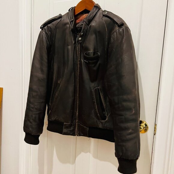 Vintage Distressed Members Only Leather Jacket Size 42 Large - Picture 13 of 16